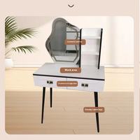 Coiffeuse à panneaux en bois minimaliste moderne avec miroir de courtoisie éclairé par LED pour la maison, la chambre à coucher, le salon, l'hôtel et l'appartement