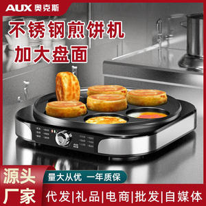 Plancha Eléctrica AUX de 7 Orificios, 31 cm, Negra, Antiadherente, para Huevos, Panqueques, Desayunos, Uso Doméstico y Comercial - Product Image 5