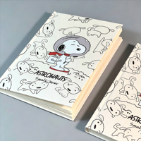 Cuaderno de Tapa Dura A5 de Snoopy, con Diseño de Astronauta, Papel Rayado, para Estudiantes, Material Escolar