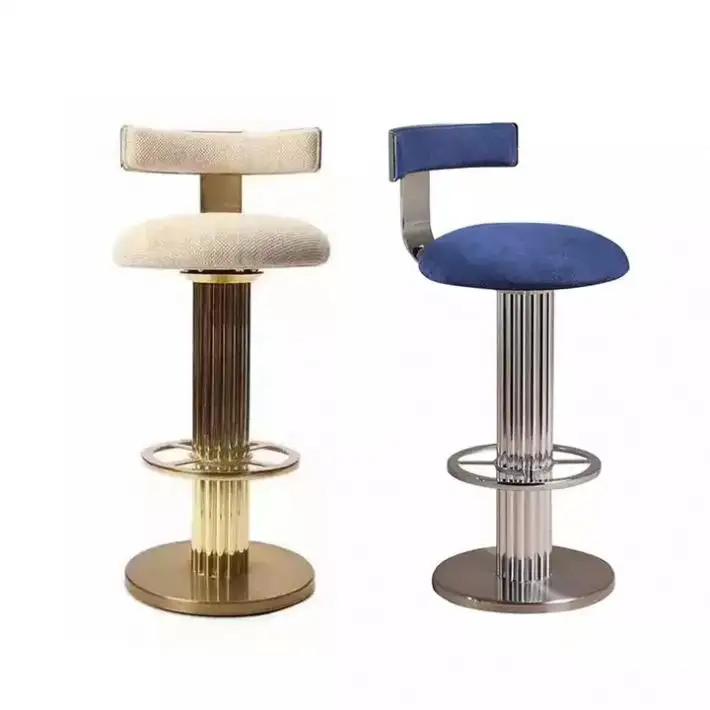 Stylish Gold Stainless Steel Leather High Chair Bar Stools Commercial Furniture