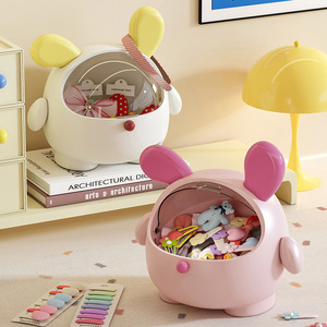 Creative Cartoon Rabbit Hair Accessory Storage Box Plastic Covered Desk Organizer for Office or Bedroom Use - Product Image 1