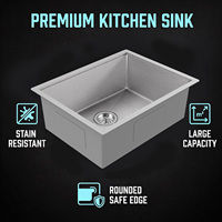 Évier de cuisine multifonctionnel en acier inoxydable T304 de calibre 16, fait main, à montage sous plan, 24 pouces, à cuve unique, surface brossée, avec accessoires