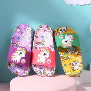 Unicorn trẻ em Dép mùa hè mới cầu vồng chàng trai cô gái dép PVC chống trượt trẻ em bãi biển giày bé nhà Dép trẻ em Flip Flops