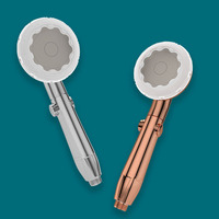 Pommeau de douche effet pluie chromé, design taille fine, arrêt d'eau à un bouton, trois vitesses réglables, buse de massage dorsal, pour salle de bain