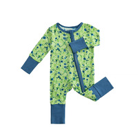 Combinaison de pyjama pour bébé et tout-petit RTS en bambou unisexe, mignonne, avec fermeture éclair bidirectionnelle, écologique, impression personnalisée