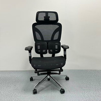 Nouvelle conception de chaise de bureau pivotante ergonomique moderne à dossier moyen en maille, avec accoudoirs 3D multifonctions, soutien lombaire et fonction de levage