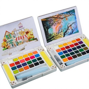 Ensemble de peinture à la gouache solide Paul Cézanne, 24 couleurs, sur papier, avec pinceau aquarelle pour enfants et adultes - Product Image 2