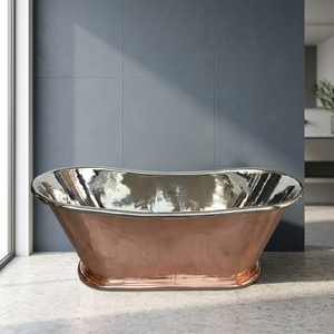 Baignoire ovale autoportante en cuivre martelé, cuve de bain métallique moderne de luxe pour adulte, écologique, avec couvercle, style indien pour la maison - Product Image 3