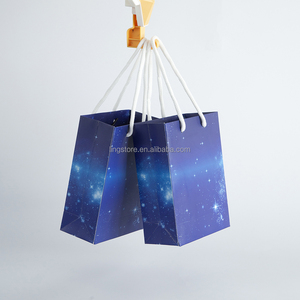 Blue 12x5.7x16cm Distinctive Advertising Paper Bag Elegant Handles <b>Environment</b>-Friendly Beautiful Design for Jewelry Containers - Product Image 5