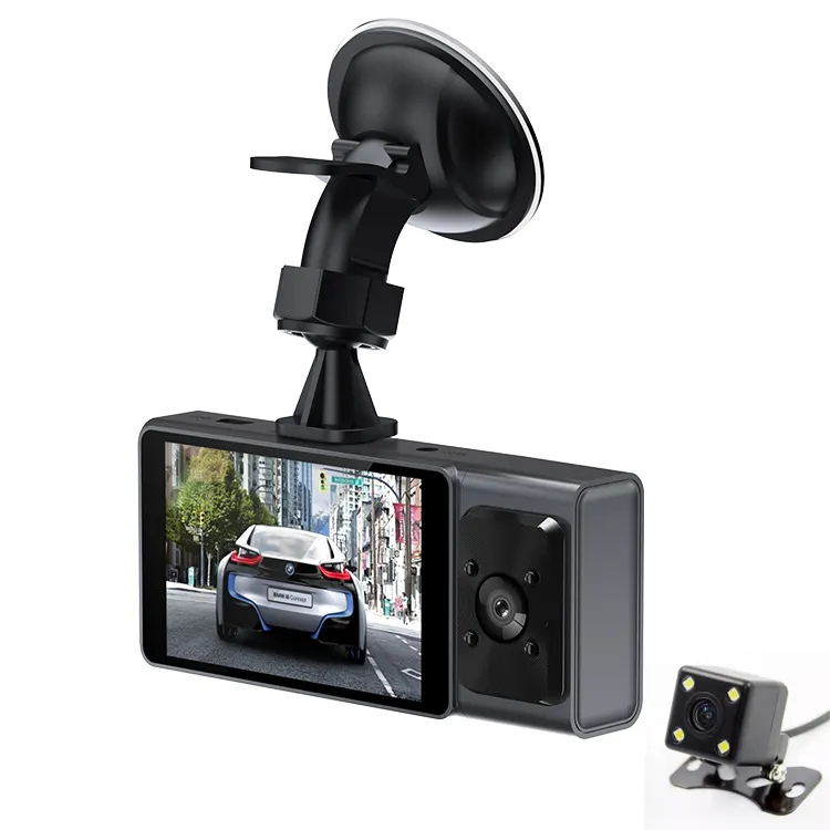 New 3 Channels Car DVR Camera 170 Degree Wide View Angle HD 1080P 2 Inches 3 Lens Car Dash Cam In Car Black Box