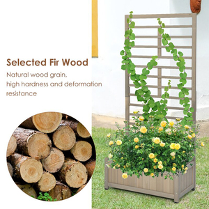 Jardinière en bois <span class=keywords><strong>pour</strong></span> l'extérieur, <span class=keywords><strong>meuble</strong></span> <span class=keywords><strong>de</strong></span> <span class=keywords><strong>jardin</strong></span>, treillis, potager surélevé <span class=keywords><strong>pour</strong></span> <span class=keywords><strong>plantes</strong></span> grimpantes, design moderne, taille personnalisable - Product Image 5