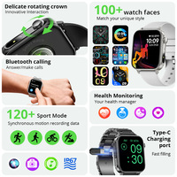 Montre connectée P80 Type-C avec écran IPS carré, bracelet en silicone, appels, surveillance de la fréquence cardiaque, étanche IP67, compatible SIM - FitPro