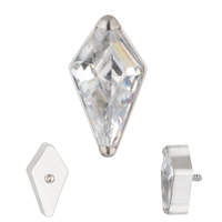 G23 AFTM F136 Piercing Labret en Titane avec Zircon Cubique (CZ) en forme de cerf-volant serti clos et embout fileté intérieur, Bijou de corps