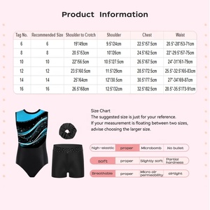 Tenue de patinage artistique, de gymnastique et de danse élégante pour filles de 6 à 16 ans, justaucorps avec short et bandeau pour la pratique des acrobaties - Product Image 6
