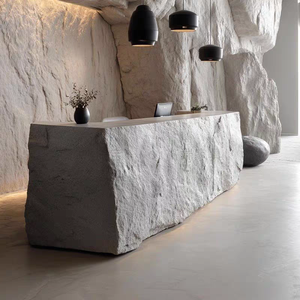 Mostrador de Recepción de Piedra Natural Personalizable en Color Travertino, Mármol <span class=keywords><strong>y</strong></span> Ónix para Hotel, Salón o Tienda - Product Image 6
