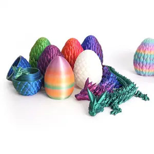 דרקון מודפס 12 ב-3D ביצה, דרקון קריסטל מלא מפרקי עם ביצת דרקון, צעצועי שולחן מנהלים לעיצוב משרד ביתי