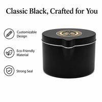 Boîte en métal ronde noire personnalisée avec bec verseur pour l'emballage et le stockage en gros de matcha, de thé vert en poudre et de grains de café