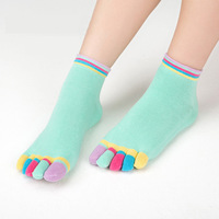 Chaussettes d'hiver pour femmes, cinq doigts, en pur coton, colorées, respirantes, absorbant la transpiration, avec boîte, vente en gros