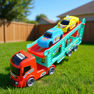 Kids <b>Police</b> Car Transport Trailer <b>Toy</b> <b>Set</b> with Mini Cars Friction Vehicle Play <b>Set</b> - Product Image 2