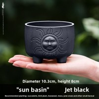 Pot de fleurs minimaliste de grand diamètre pour petites succulentes, en résine plastique imitation céramique argileuse, avec contrôle des racines