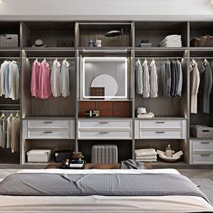 Modern <b>White</b> <b>Wood</b> PVC Sliding Bedroom Wall <b>Wardrobe</b> MDF Door Clothes Cabinet Mirror Dressing Drawer Closet Home Hotel Furniture - Product Image 5