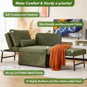 Fauteuil-<span class=keywords><strong>lit</strong></span> 5 en <span class=keywords><strong>1</strong></span> convertible multifonction, canapé-<span class=keywords><strong>lit</strong></span> réglable avec dossier en lin, canapé-<span class=keywords><strong>lit</strong></span> pliable pour appartement - Product Image 6