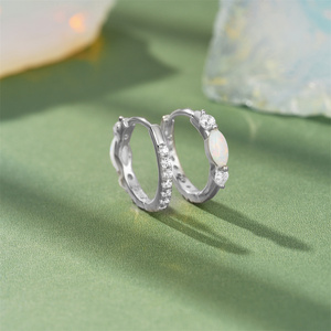 Boucles d'oreilles tendance personnalisées en argent sterling S925 micro-incrustées de zircon et d'opale, bijoux transfrontaliers très demandés - Product Image 6