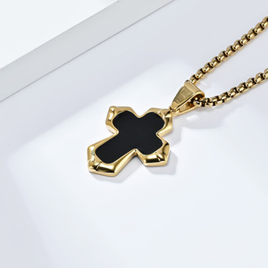 yunnique cross-border best-selling fashionable and simple dripping cross <b>titanium</b> steel necklace, hip-hop punk rock - Product Image 3