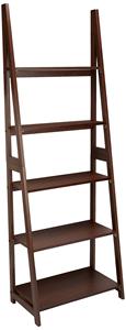 Étagère à livres <span class=keywords><strong>Asics</strong></span> Ladder, <span class=keywords><strong>5</strong></span> niveaux, structure en bois de caoutchouc massif avec finition noyer, pour le rangement et la présentation à la maison ou au bureau - Product Image 2
