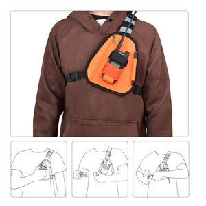 Pack de poitrine <span class=keywords><strong>radio</strong></span> universel, support en nylon pour talkie-walkie, pochette étui avant pour <span class=keywords><strong>radio</strong></span> bidirectionnelle <span class=keywords><strong>Kenwood</strong></span> Midland (orange) - Product Image 5