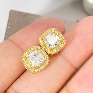 Wholesale Korean Bulk in Stock 18K Gold Plated Waterproof Cubic Zirconia Square <b>Stud</b> Earrings for Women - Product Image 3