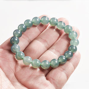 หยกธรรมชาติสีน้ำเงินหยกน้ำ สร้อยข้อมือ UNISEX เรียบง่าย แฟชั่นทั่วไปสำหรับผู้ชายและผู้หญิง ขายส่ง C054 - Product Image 3