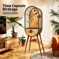 Grande cage à oiseaux moderne en bois et en fer, volière d'intérieur, manoir architectural de luxe pour calops et perroquets