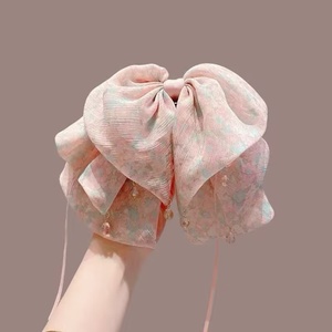 Nouvelle <span class=keywords><strong>Pince</strong></span> à Cheveux Nœud Papillon Surdimensionné Faite à la Main <span class=keywords><strong>pour</strong></span> Femme, en Chiffon, Grande Barrette Nœud Papillon, Coiffe Élégante <span class=keywords><strong>pour</strong></span> Cheveux Semi-attachés, Accessoire Cadeau - Product Image 4