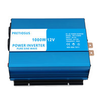 Pretiosus Inerter Écran LCD 1000W 1KW 1000Watt 12/24/48V DCTo AC100/110/120/220/230/240V CHARGEUR Onduleur à onde sinusoïdale pure
