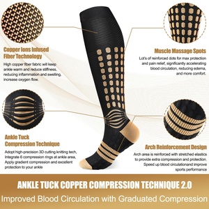 Cobre Deportes atléticos Compresión 20-30 Mmhg <span class=keywords><strong>Medias</strong></span> graduadas Correr Ciclismo Rodilla Calcetines <span class=keywords><strong>de</strong></span> compresión alta médica - Product Image 3