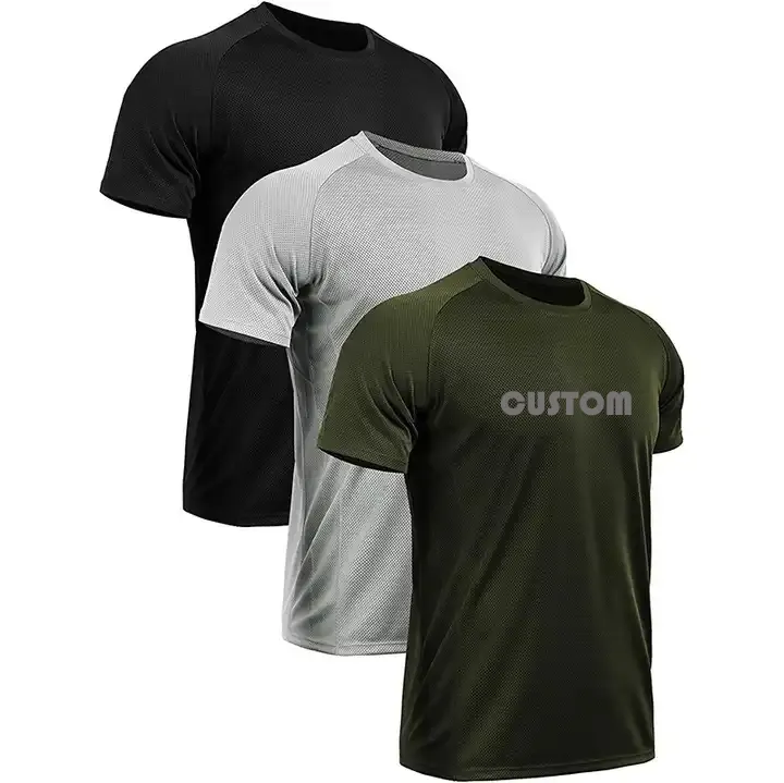 Anti-Geur Mannen Sport Hardlopen Atletische T-Shirt Custom Bedrukte Zwarte T-Shirts Gym Ademend 100% Polyester T-Shirt