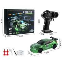 Voiture de course RC à drift 4x4 entièrement proportionnelle à l'échelle 1/64 avec chargement Type-C, véhicule de course de bureau avec 4 obstacles, mini voiture télécommandée