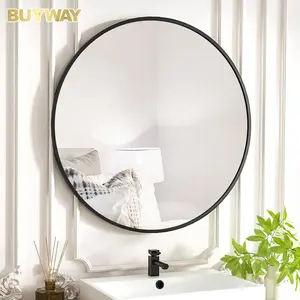 壁挂式圆形镜子，大型悬挂墙壁镜子圆形黑金梳妆台Espejo Spiegel Miroir浴室卧室生活