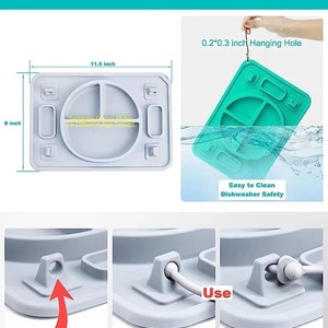 Napperon en plaque <span class=keywords><strong>de</strong></span> silicone pour bébé avec ventouses 4 attaches jouets pour bébés bambins et enfants bol en silicone <span class=keywords><strong>de</strong></span> qualité alimentaire tapis lavable au lave-vaisselle - Product Image 3