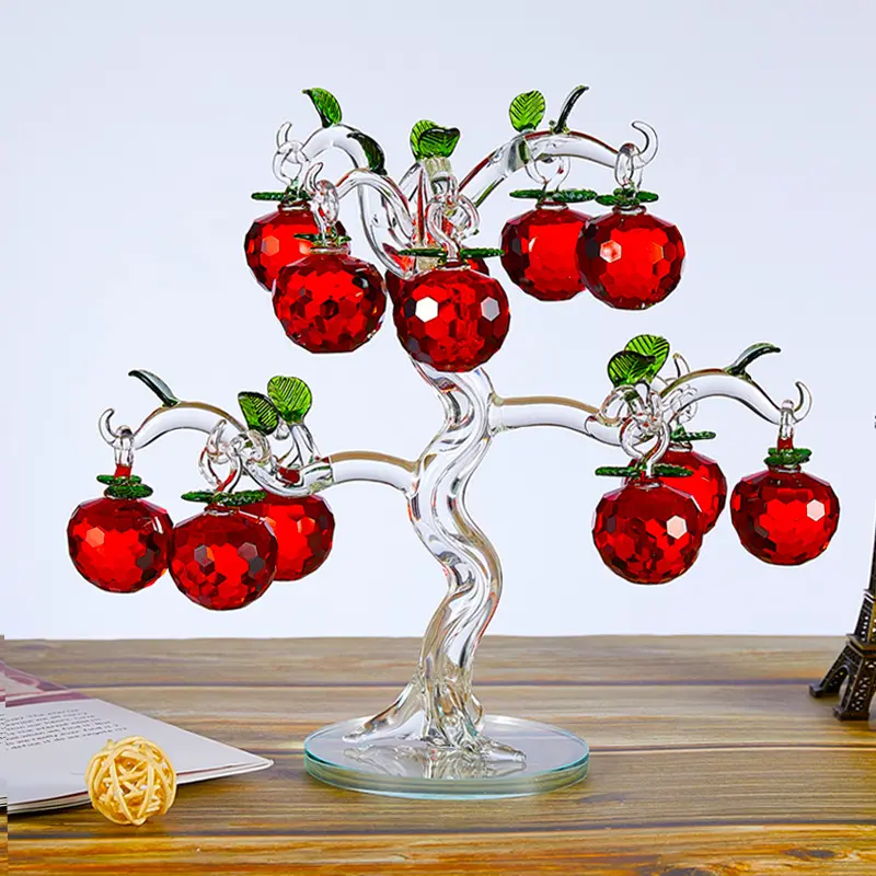 EU hand blown glass fruits figurines home decoration ornaments crystal glass apple tree