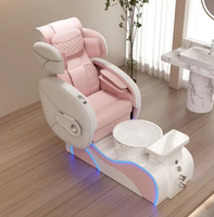 Base de réservoir en verre rose Massage complet du corps Pédicure Spa Chaise avec tabouret Foot Spa Circulation automatique de l'eau Chaise de soins des pieds