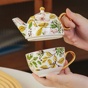 Cadeau de mariage tasse et soucoupe service à thé en céramique avec <span class=keywords><strong>théière</strong></span> pour une personne pot unique ensemble de <span class=keywords><strong>théière</strong></span> individuel - Product Image 3