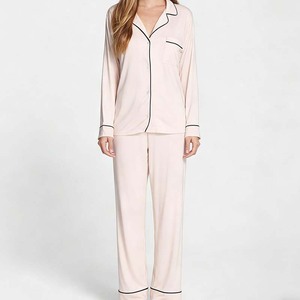 Pigiami OEM personalizzati in cotone modal con elastico in vita, maniche lunghe, tinta unita, <span class=keywords><strong>taglie</strong></span> <span class=keywords><strong>forti</strong></span>, in raso - Product Image 4