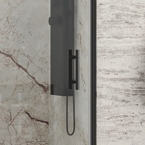 Puerta de Ducha Moderna sin Marco con Bisagras Kamalu KPX4000N, Deslizante Pivotante de 80-85 cm, Negra, de Latón y Acero Inoxidable de 10 mm para Baño y Hotel - Product Image 4