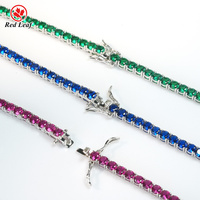 Redleaf Usine En Gros 925 Bracelet De Tennis En Argent Sterling #5 Synthétique Rouge Rubis Coupe Ronde Diamant Tennis Chaîne Bracelet