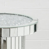 Table basse/d'appoint moderne pour salon, bord arrondi, effet diamant écrasé, brillante et miroir, vente en gros