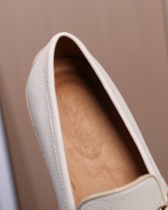 Nieuwe Stijl Groothandel Op Maat Melkachtige Witte Damesloafers Comfortabele Platte Schoenen Mocassins Leren Damesschoenen - Product Image 6