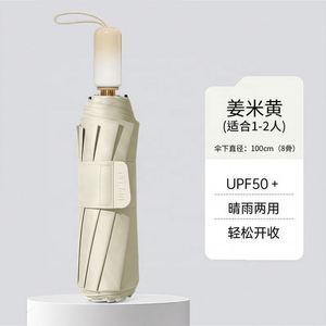 ร่มพับกันแดดสีไล่ระดับสีแบบพกพาสำหรับผู้หญิงเคลือบสีดำป้องกันรังสียูวีขนาดใหญ่พิเศษเสริมความแข็งแรงกึ่งอัตโนมัติ - Product Image 4