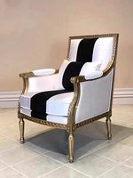 Alexander Villa Classic Antique Fauteuil Européen Confortable en Cuir Véritable Anglais Chaise de Loisirs Meubles de Maison Noir Blanc